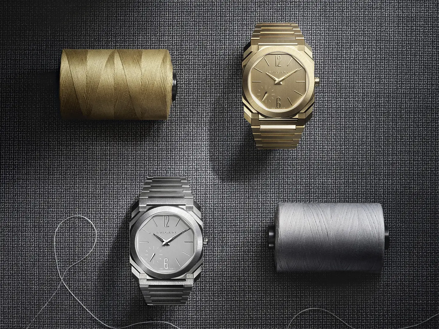 Bulgari Octo Finissimo 37 -kellomallit titaanisena ja keltakultaisena.