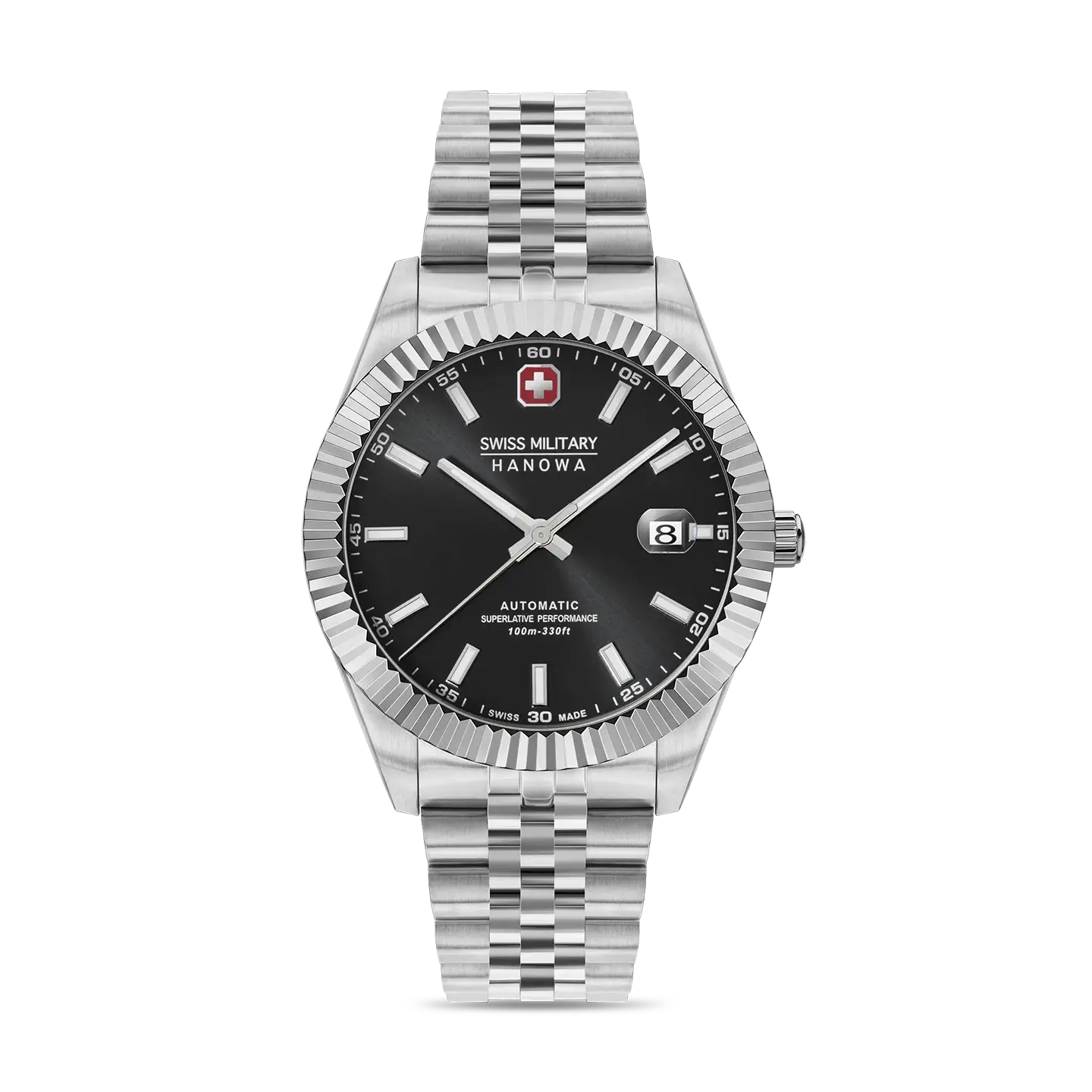 Swiss Military Hanowa Diligenter mustalla kellotaululla.