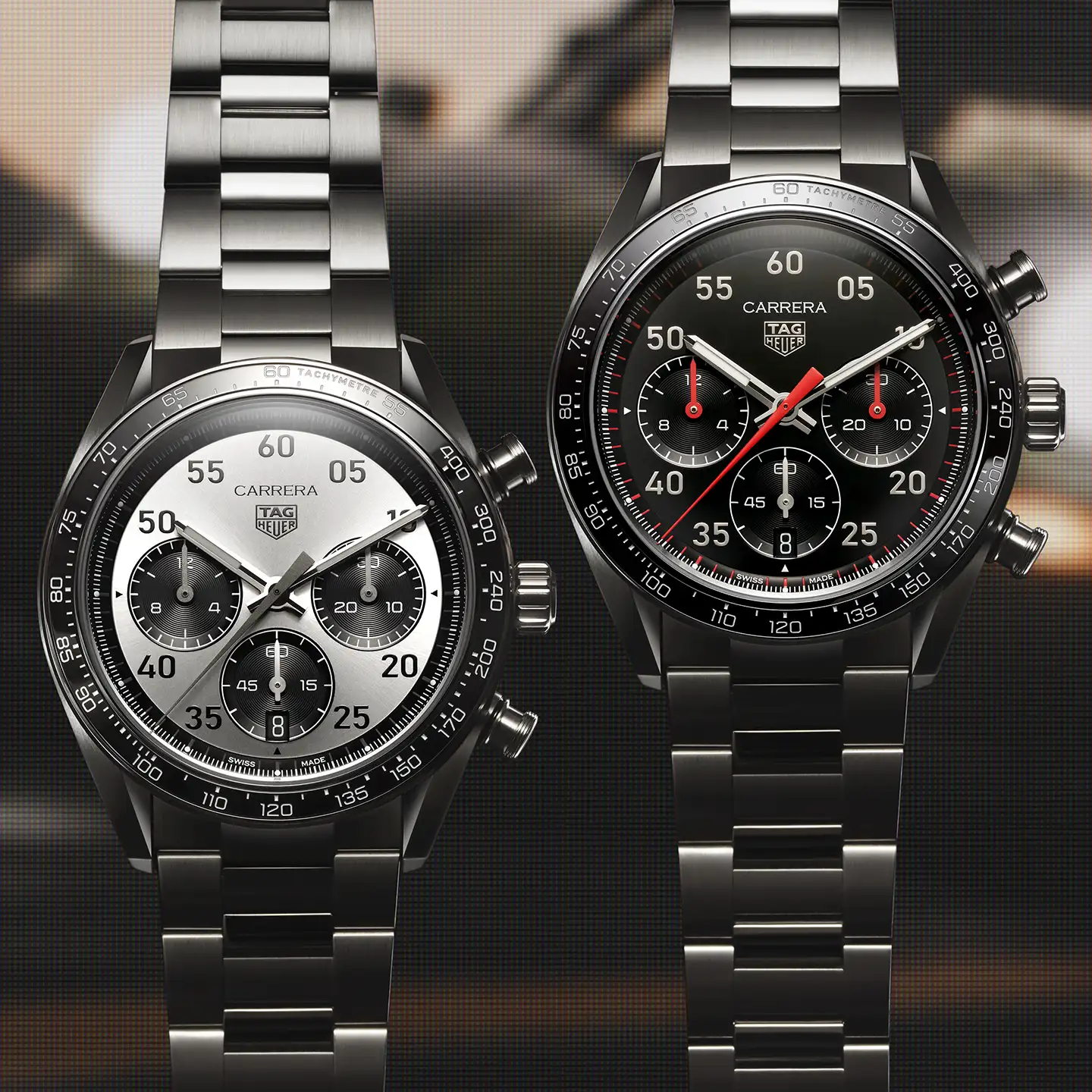 TAG Heuer Carrera Chronograph Sport -malliston vaalea ja musta kellomalli.