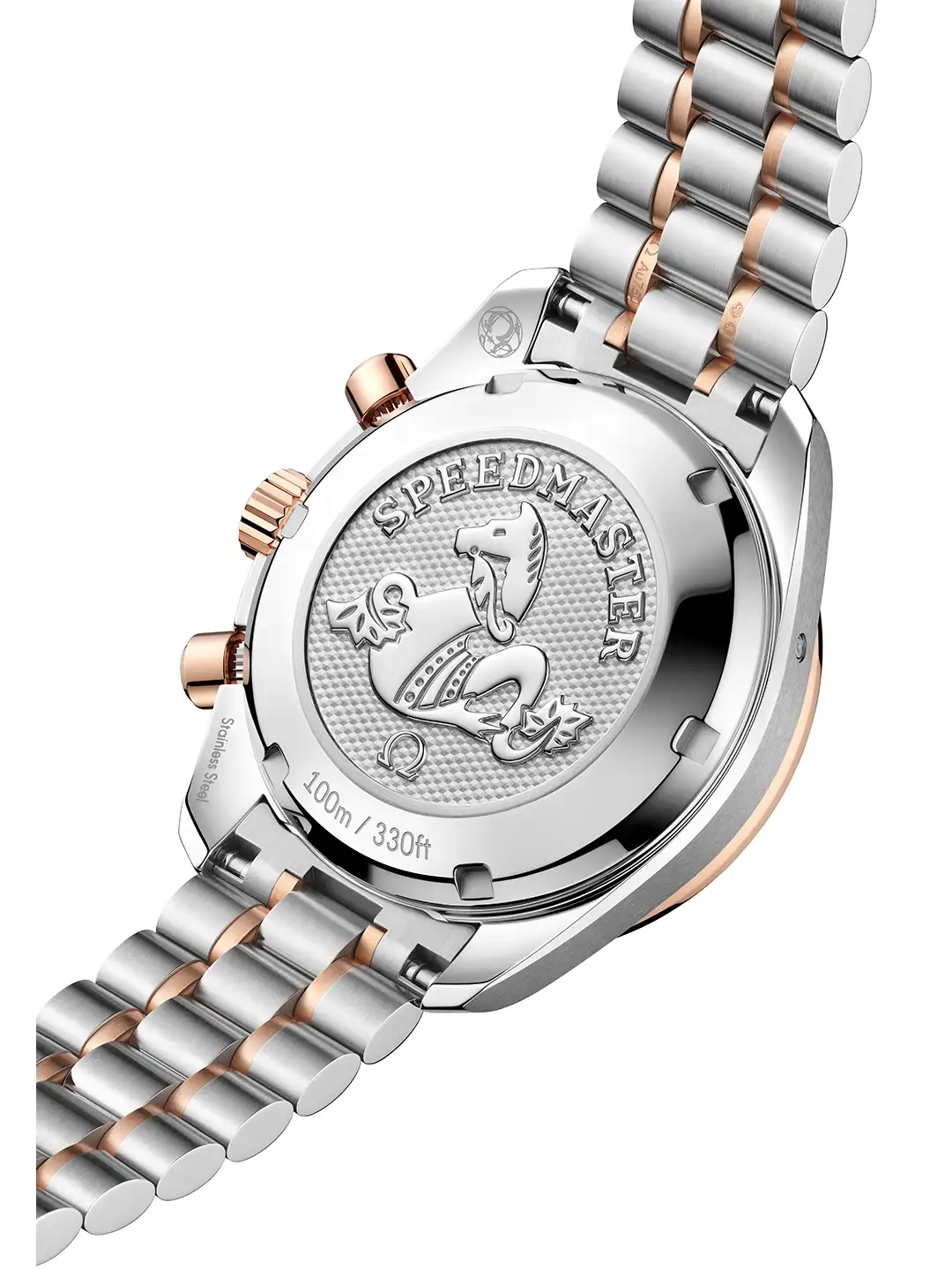 Omega Speedmaster 38 takapuolelta.